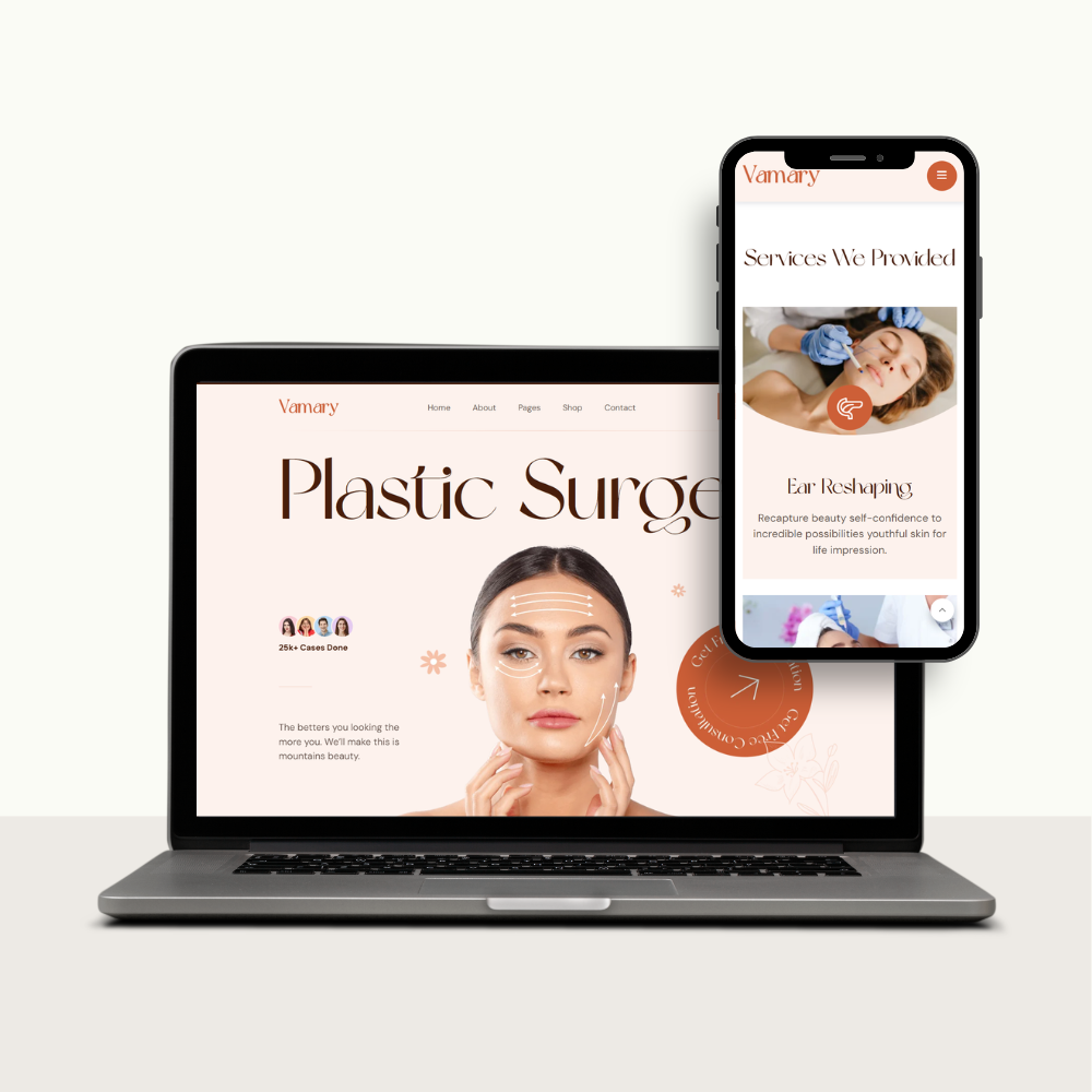 Plastic surgery clinic website mockup